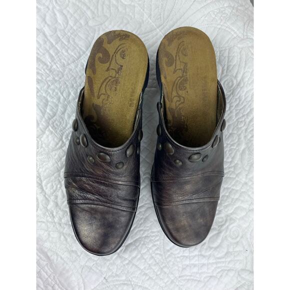 Romika Women 38 (US 6.5) Copper Studded Slip On Summer Clog Mules Shoes - Picture 9 of 11